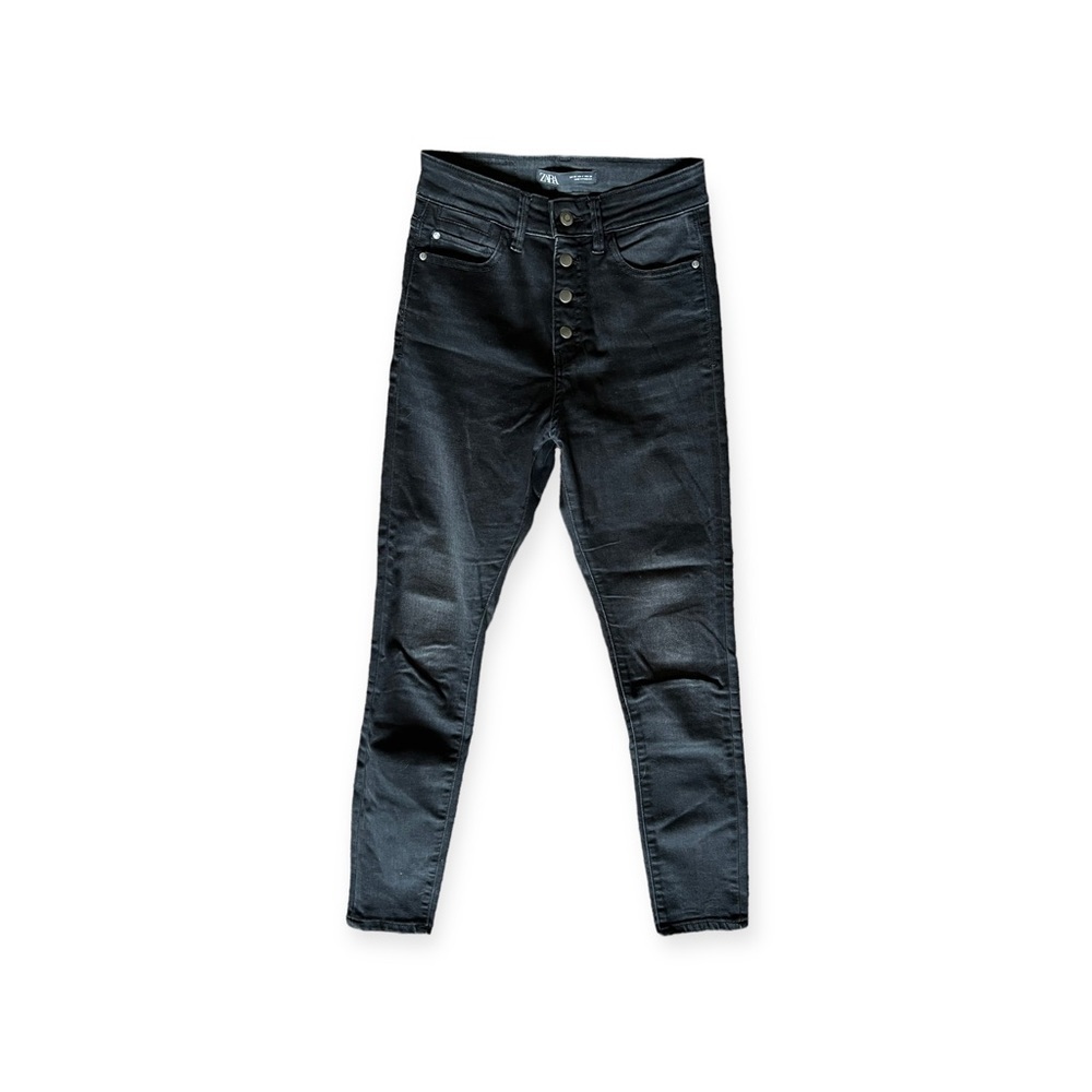 Zara black jeans denim button front Size 4 small